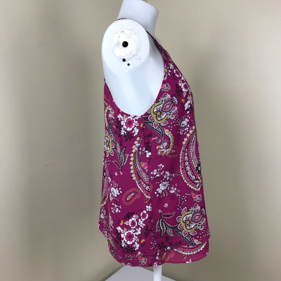 Paper Crane Pink Paisley Floral Layered Tank Top - Picture 3 of 8